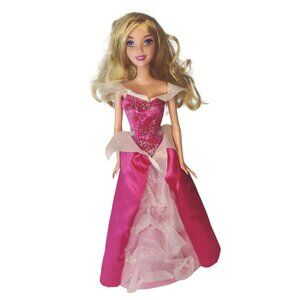 Disney Sparkling Princess Doll Aurora Sleeping Beauty Mattel 2010 Pink Dress